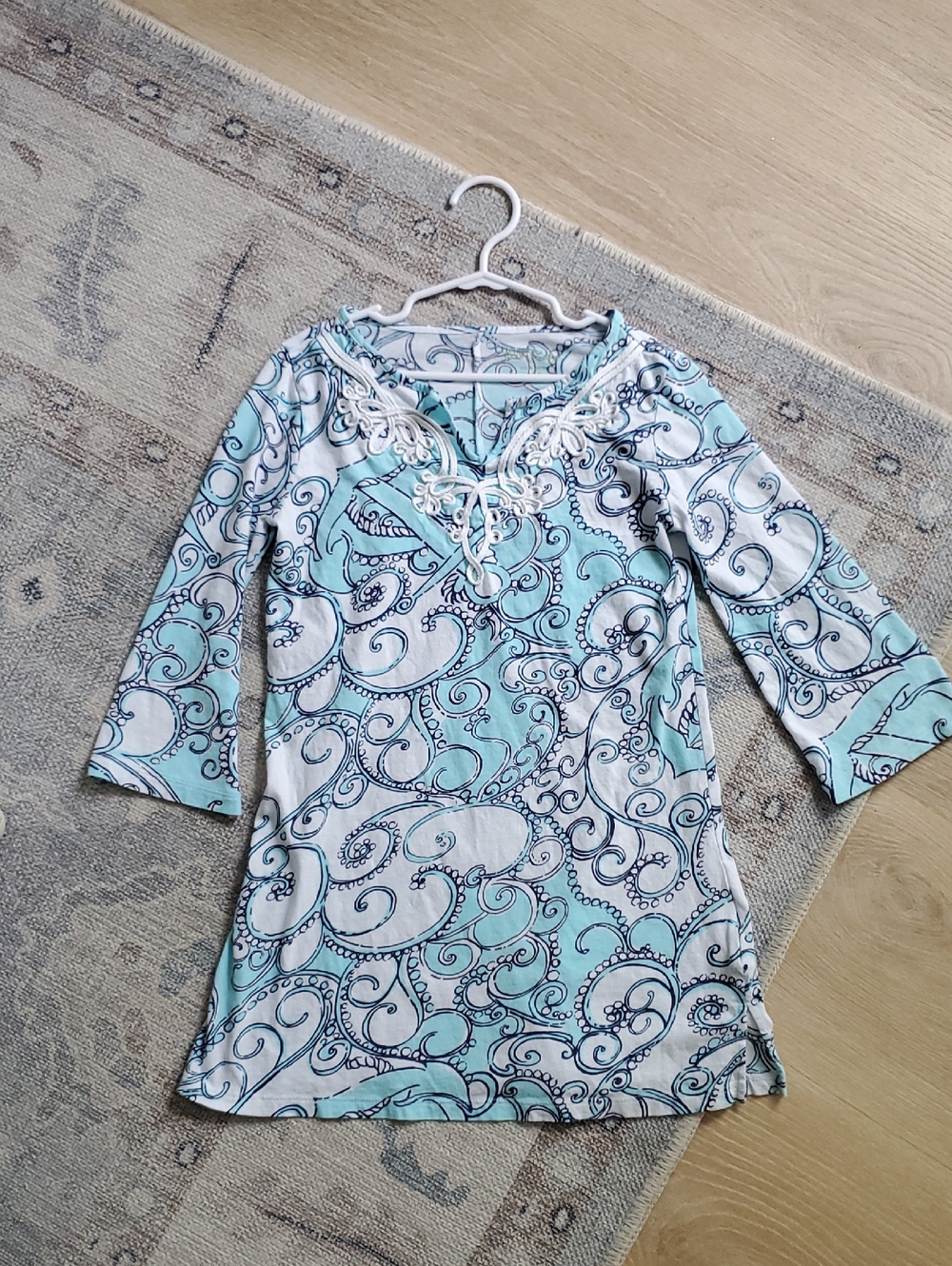 Lilly Pulitzer Girls Blue White Tunic Dress SzM (6-7)